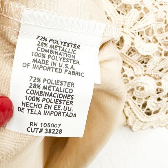 Marina Lace Scalloped Hem Skirt Cream Gold Back Slit Size M - Picture 5 of 6